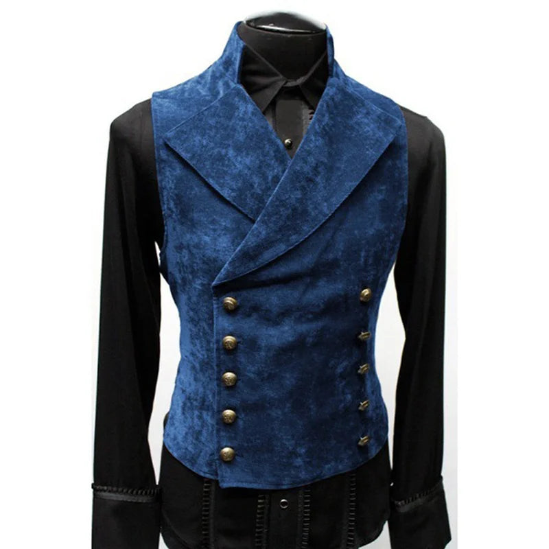 S-4XL UK Plus Size Men's Gothic Vest Costume Gothic Men's  Breasted Waistcoat Double Vest Victorian Waistcoat Tool Male Apparel Accessories