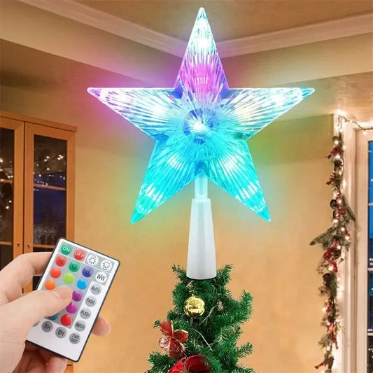 NEW Arrivals Christmas Star Christmas Tree Topper Star Light Decor 16 Color Changing Remote Controller Multicolor 25 LED USB Powered Xmas Gift