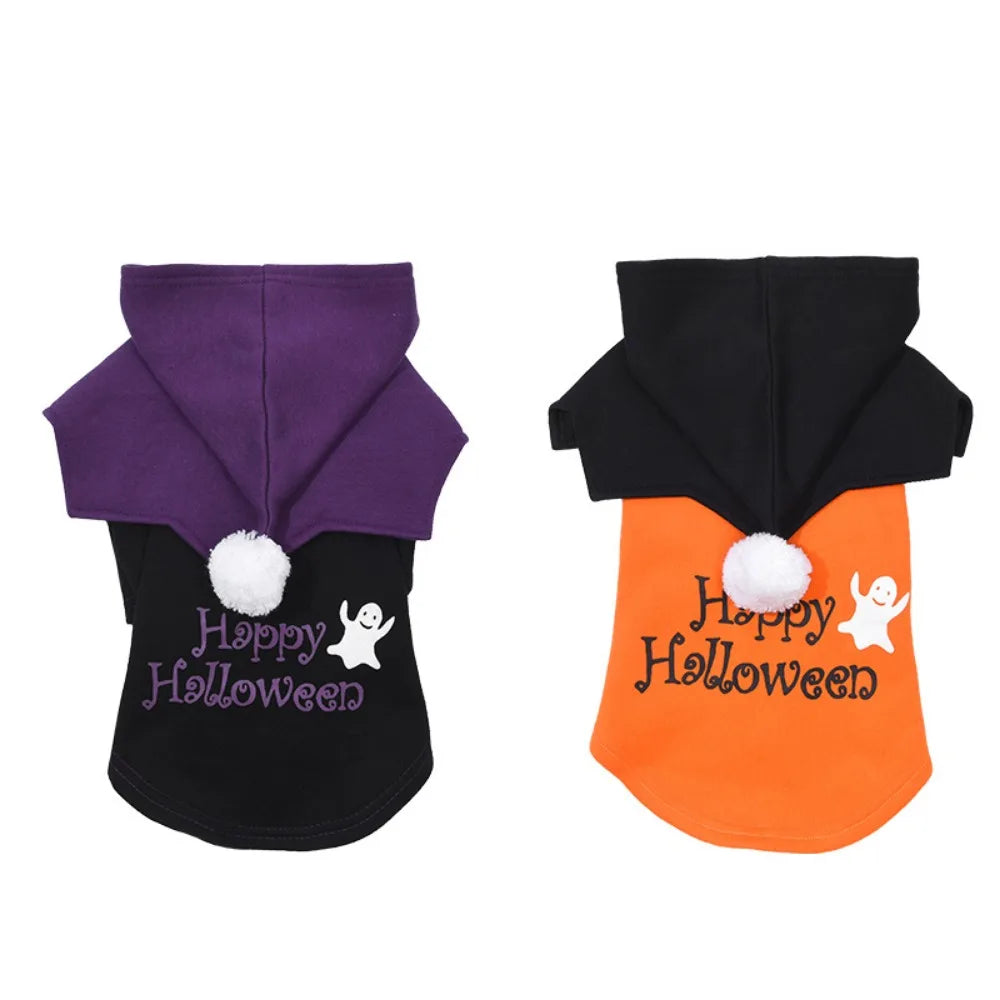 New Halloween Pumpkin Funny Outfit Two-piece Sweater Shawl Dog Clothes Christmas Dog Costume Pet Clothes