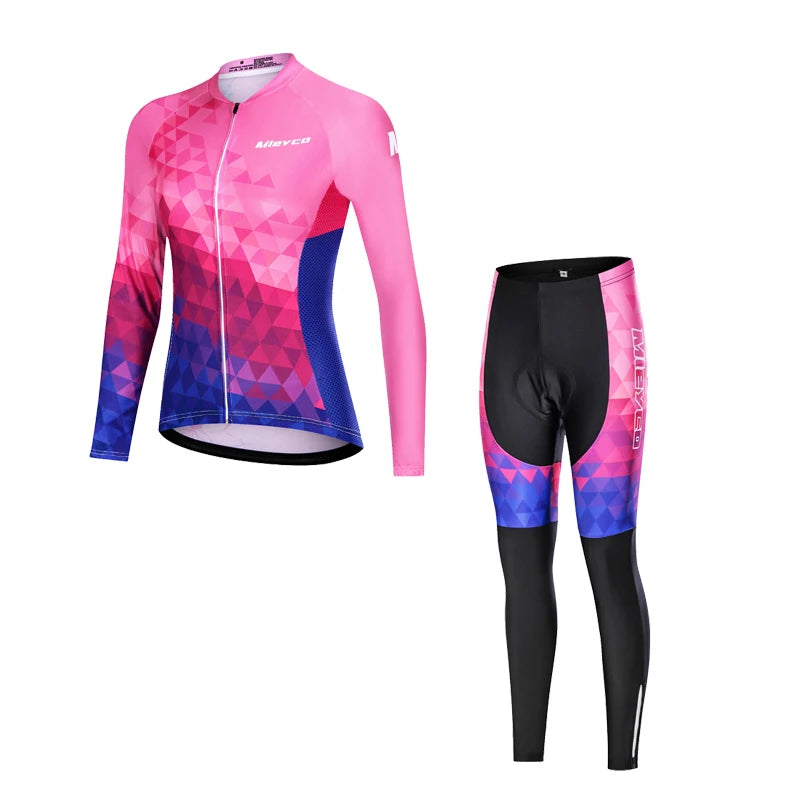 NEW Arrivals S-4XL (Size Smaller Than Usual) Women Cycling Jersey Set Gloves Long Sleeves Head Cap Pants Kits Clothing Long Sleeve MTB Bicycle Racing Apparel Accessories Sports Fashion Clothing Supplies