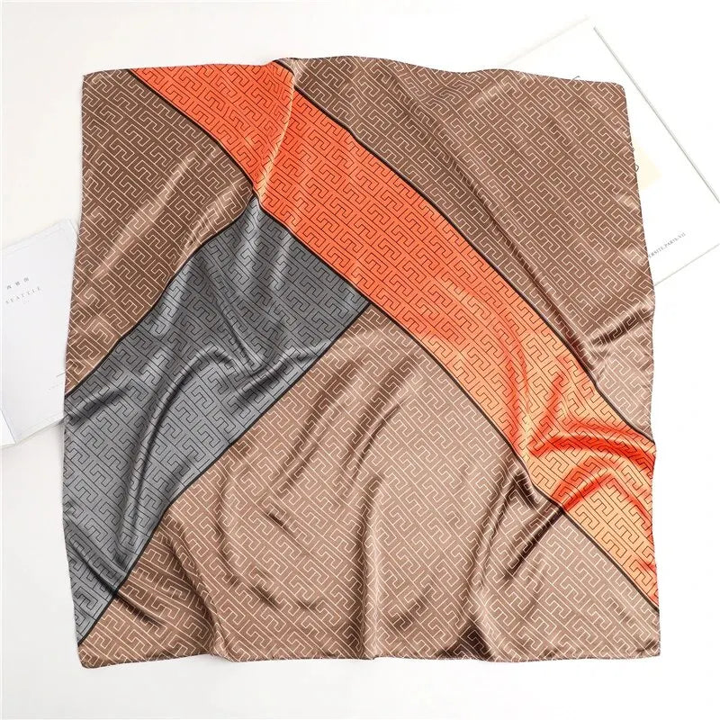 Luxury 90cm Silk Satin Hijab Square Scarf Women Luxury Print Elegant Hair Hand Bag Foulard Shawl Wraps Neck Tie Headkerchief Bandana