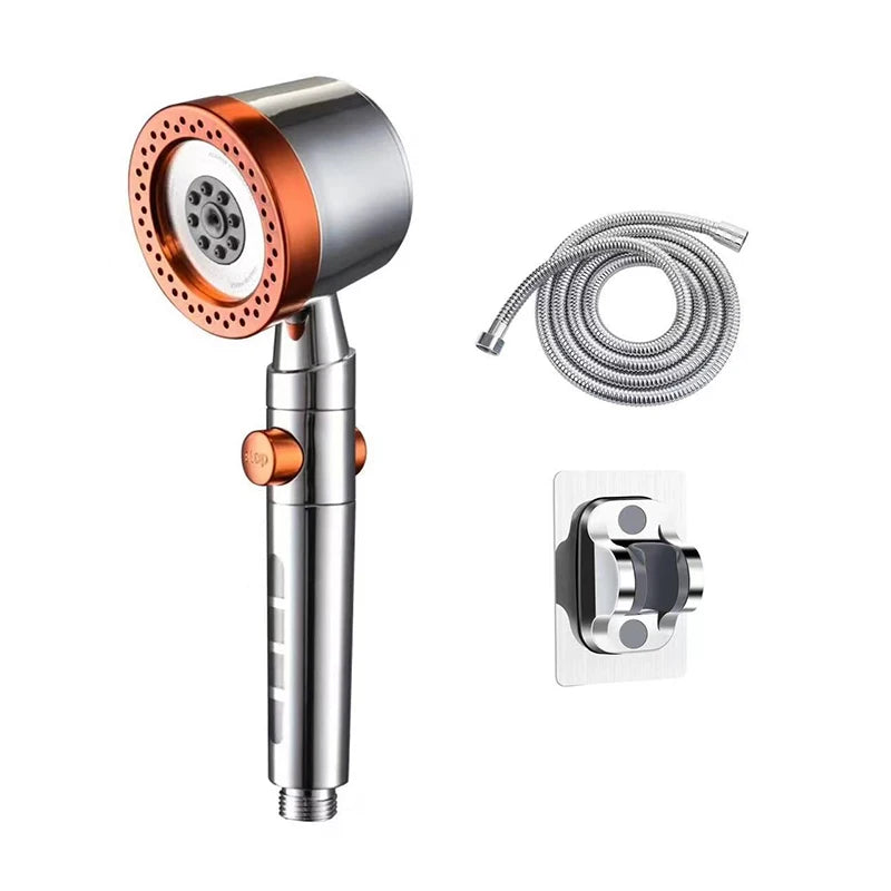 NEW Arrivals 5 Modes Full Set Handheld Powerful Shower Head New High Pressure Water Saving Filter Shower Head With One Button Stop Water Saving High Pressure Home Bathroom Accessories