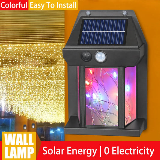 NEW Arrivals 3 PCS Set Solar Led Light Strip Wall Light Motion Sensor Waterproof Colors Filament Lamp for Outdoor Balcony Courtyard Garden Decoration Light