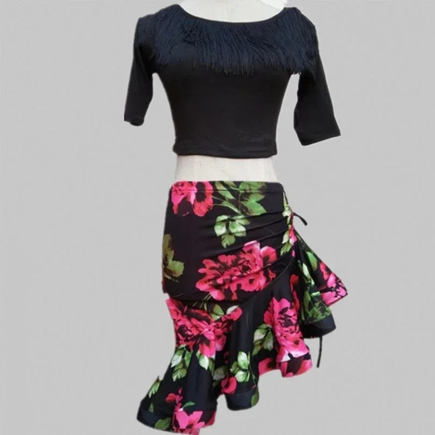 NEW Arrivals S-3XL Leopard  Women Classic Latin Dance Costumes Asymmetrical Ruffle Mermaid Skirt Lady Salsa Cha-cha Tango Rumba Girls Dress Ballroom Competition Dancing Ladies Dresses