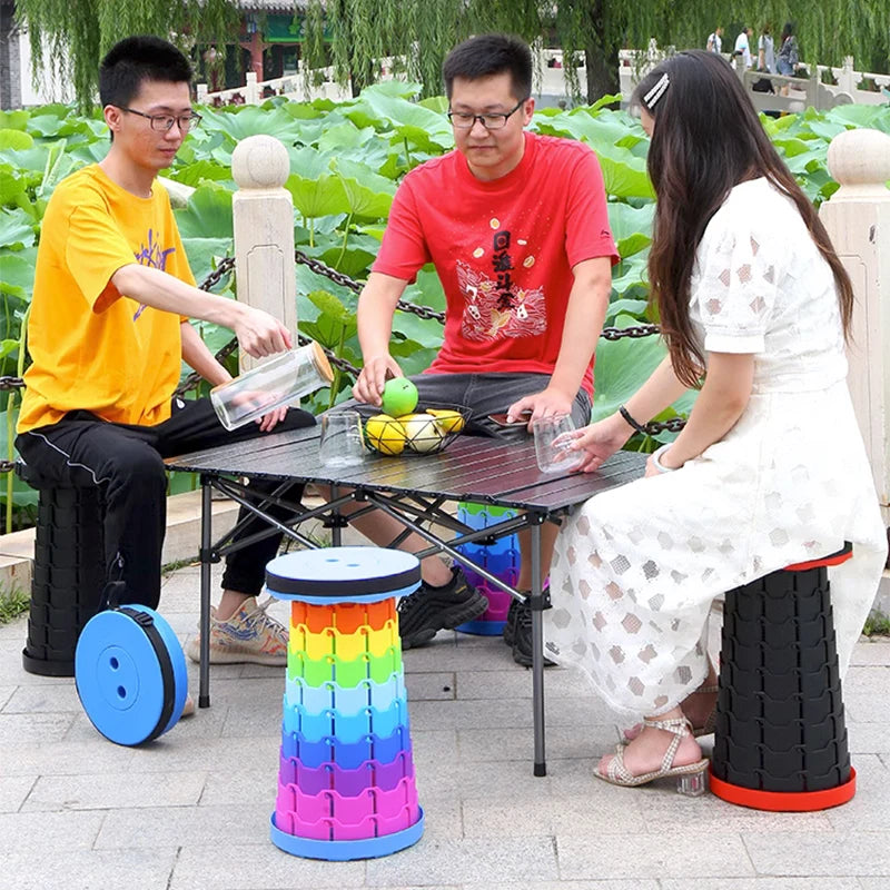 Portable Round Folding Chair Accordion Chair Height Adjustment Simple Tool Elephant Swing Playground Queue Chair