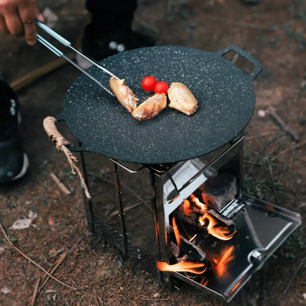NEW Arrivals Wood Burning Folding Camp Stove Stainless Steel Grid Lightweight Collapsible Outdoor Cooking Stove for Outdoor  Camping BBQ
