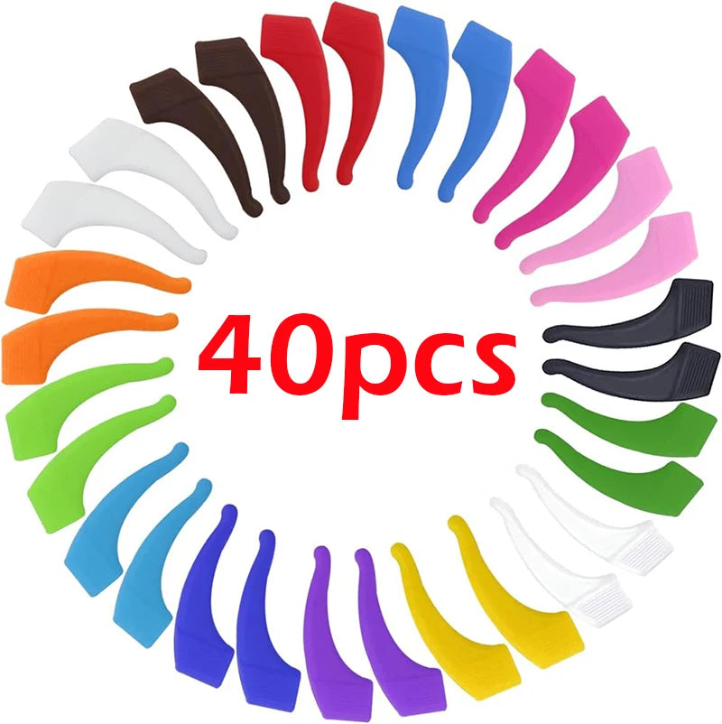 New Arrivals 20 Pairs Set (40PCS) Silicone Anti-Slip Ear Hooks for Women Men Antiskid Glasses Leg Ear Sleeve Clear Anti-fall Eyewear Holder Accessories