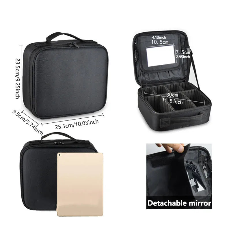 Portable Professional Makeup Case Waterproof Travel Makeup Bag Female With Mirror Cosmetology Nail Tool Suitcase For Women