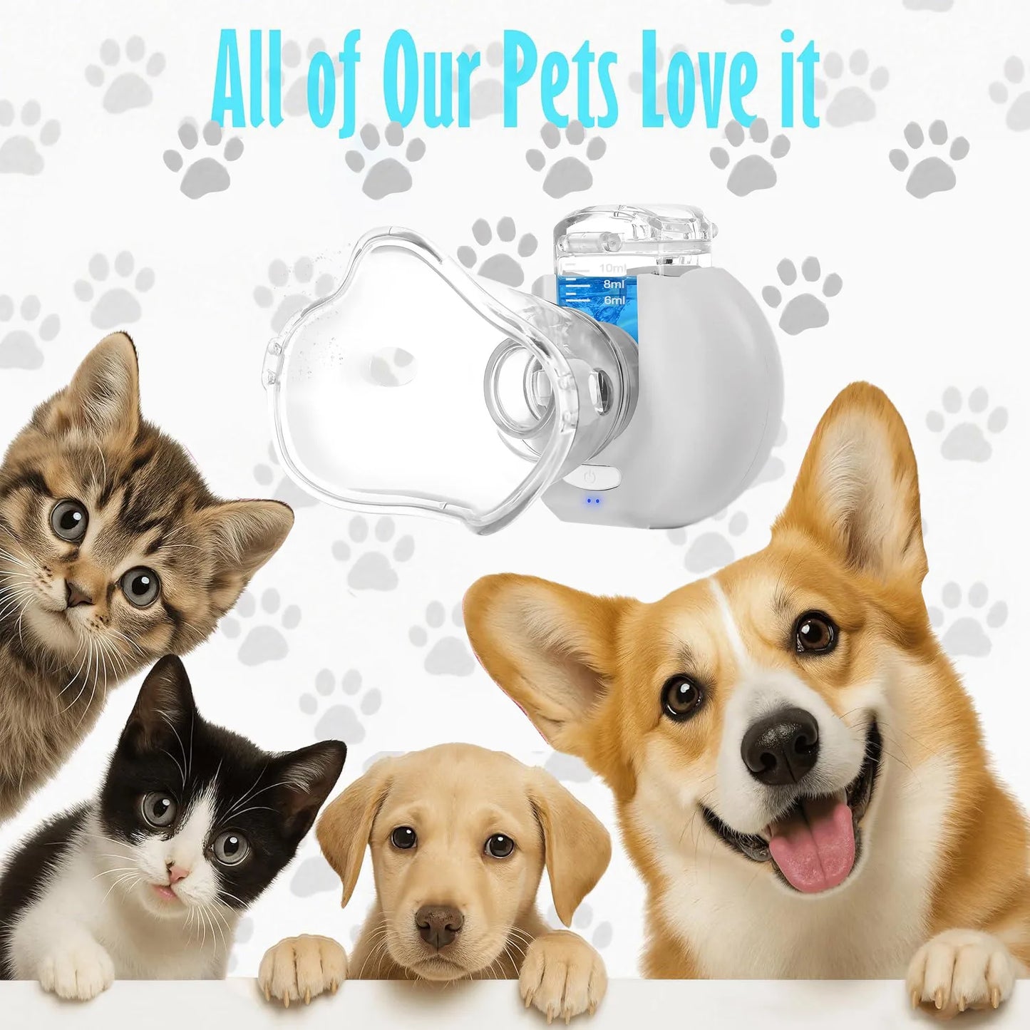 NEW Pet Cat and Dog Wireless Automatic Cool Mist Nebulizer Animal Inhalation Device Pet Supplies Asthma Pneumonia Bronchitis Therapy Breath Support Inhaler Pets Health Care Products