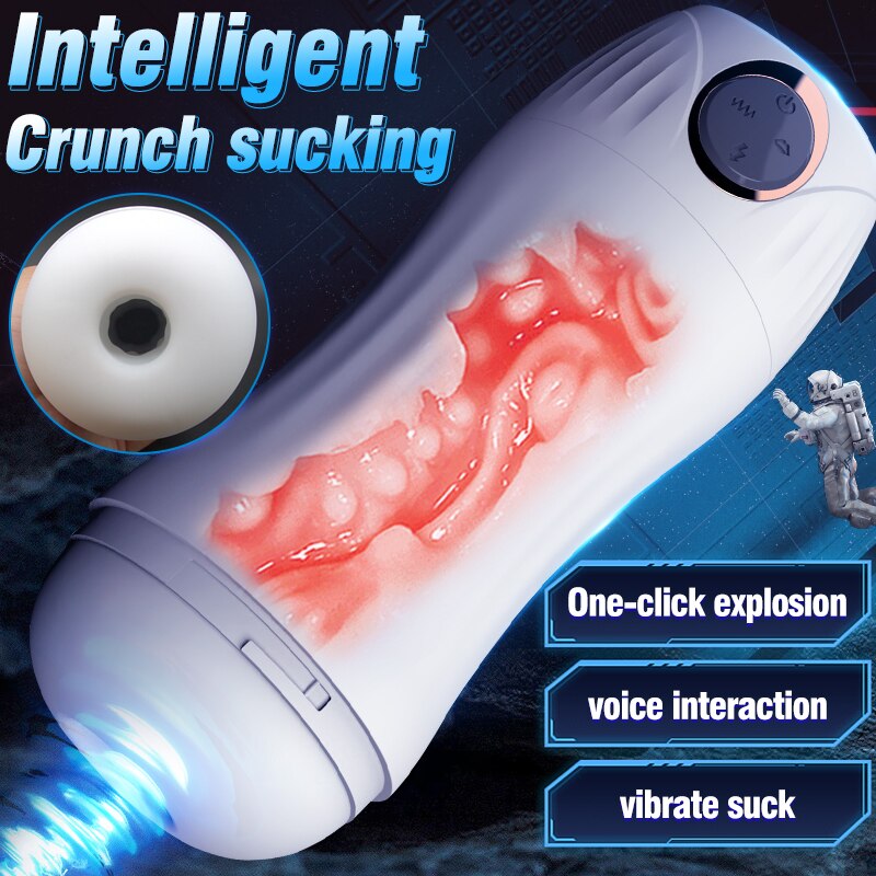 Automatic Male Masturbator Vibration Blowjob Sucking Machine Silicone Vagina Masturbation Cup Sex Toys Adult Goods for Men