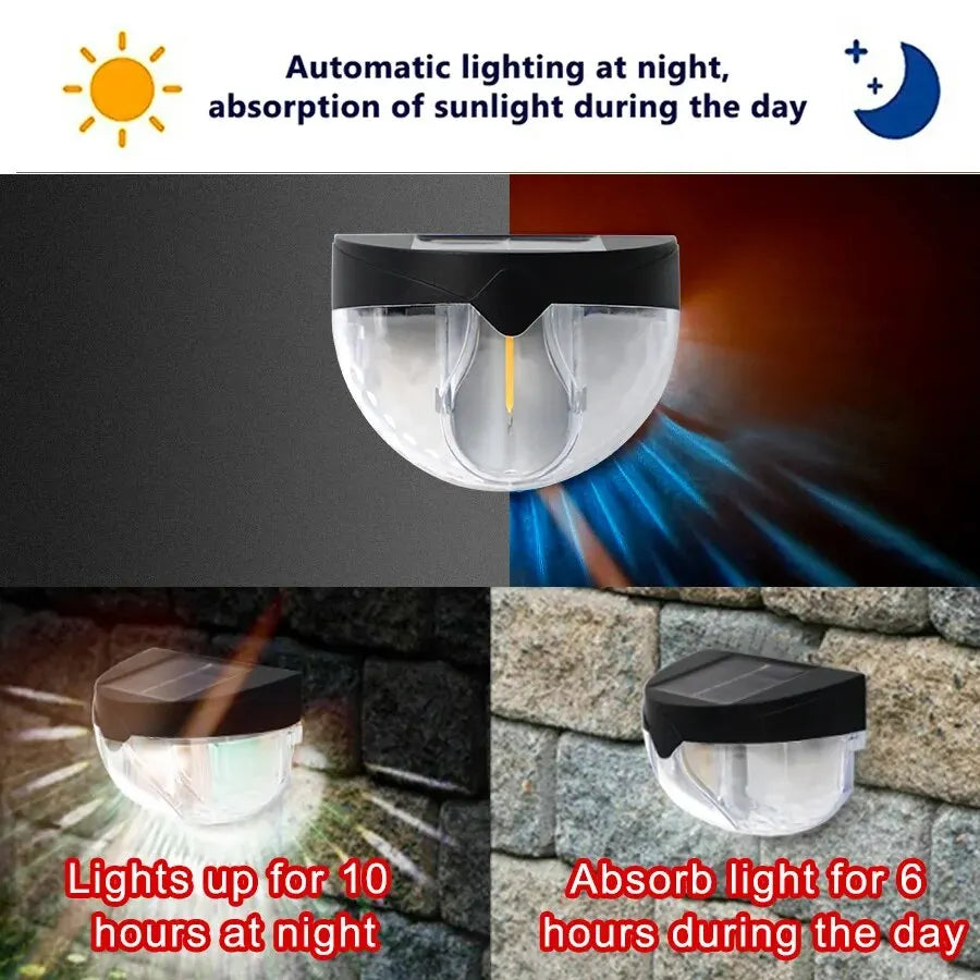 2 Pcs LED Solar Fence Lights Outdoor Waterproof Wall Lights Corrugated Tungsten Lamp for Terrace Garden Path Decorative