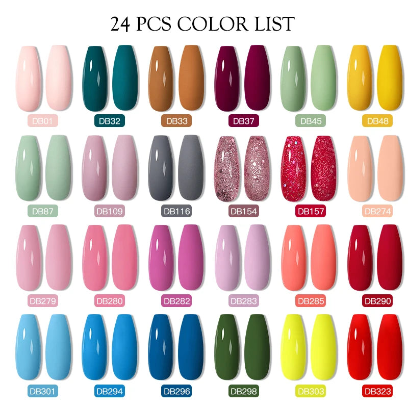 NEW Arrivals 24/40.120PCS Set Colors Gel Nail Polish Set Semi Permanent Hybrid Gel Varnish Set Base Top Coat Soak Off UV LED Nail Gel Kits Manicure Pedicure Accessories Nail Care Tools Sets Cosmetic Supplies