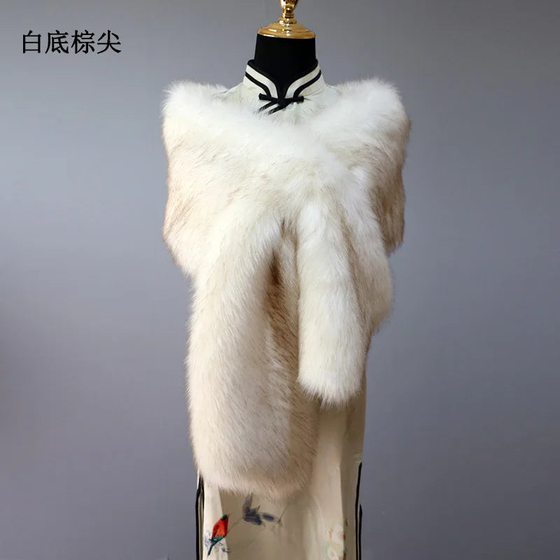 NEW Arrivals 32 Colors 160*22cm Women Luxury Warm Faux Fox Fur Shawl Winter Ladies Plush Scarf Wraps Cloak Coat Wedding Long Cape Scarves Girls Ladies Luxury Fashion Clothing Products