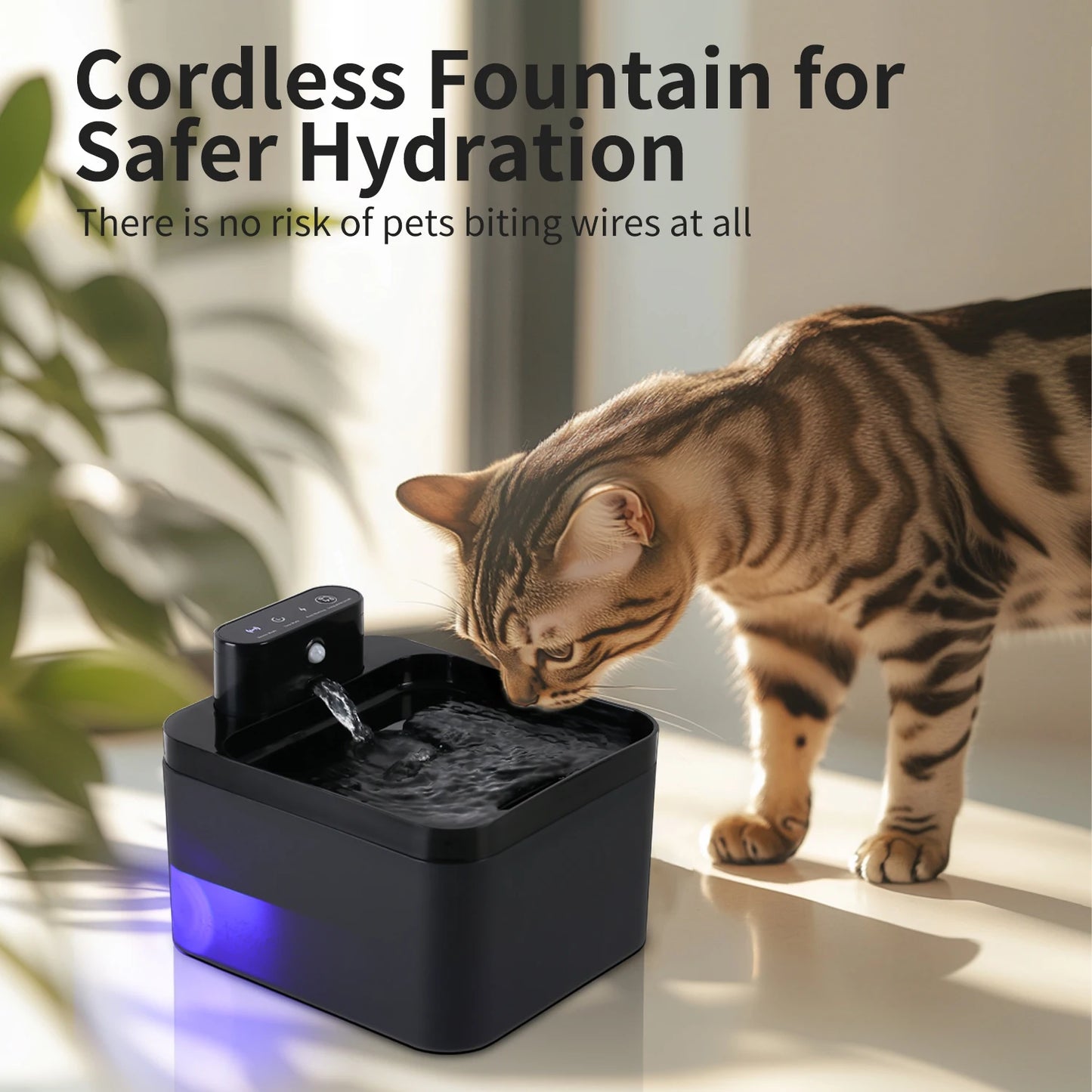 NEW Arrivals 2.2L 2 Water Modes Cat Water Fountain Battery & Sensor 2 in 1 Drinking Fountain For Cats Dog Drinker Wireless Pet Water Dispenser Accessories Pets Supplies