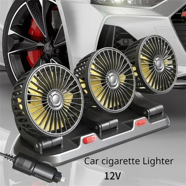 2/3 Heads Set 5V 12V 24V Car Cooling Fan 360° Adjustable Dual Head Air Fan USB 2Speeds Automotive Electric Fan For Dashboard RV Truck Vehicle Air Cooling Supplies Sets
