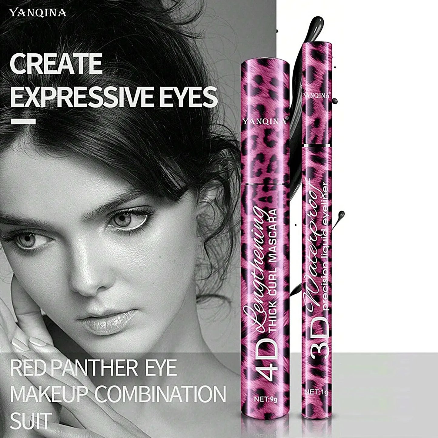 Liquid Eyeliner Pencil 4D Waterproof Mascara Set Cosmetics Eye Liner Thick Curling Mascara Eyebrow Pencil Eyes Makeup