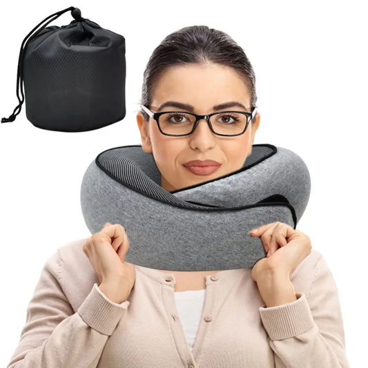 NEW Arrivals 4 Colors U-Shaped Travel Car Airplane Neck Pillow Memory Foam Pillow Snail Style Neck Support Portable Adjustable Soft Noon Break Sleep Pillows Health Care Supplies