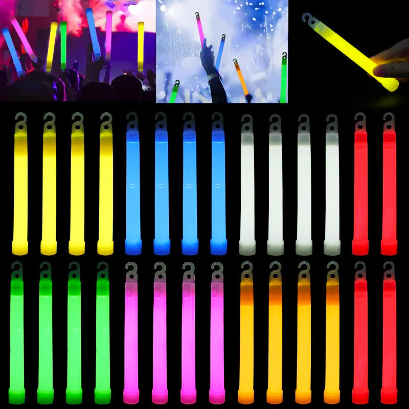 5/10 PCS Set Glow Sticks With Hook 6 Inch Fluorescence Light Stick For Hiking Camping Outdoor Supplies Glow In The Dark Wedding Birthday Party Decor Music Festival Concert Rave Party Decoration
