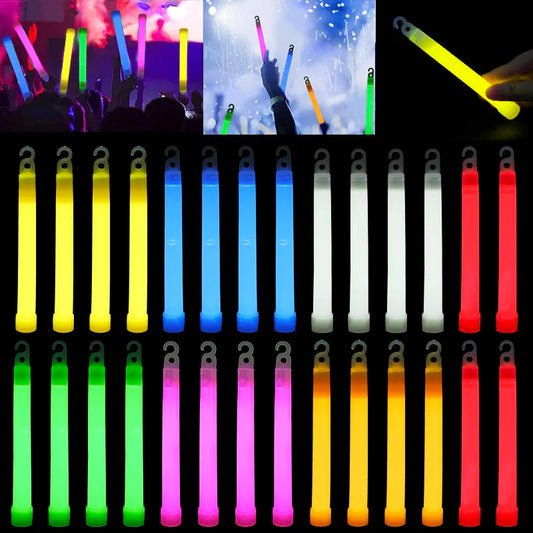 5/10 PCS Set Glow Sticks With Hook 6 Inch Fluorescence Light Stick For Hiking Camping Outdoor Supplies Glow In The Dark Wedding Birthday Party Decor Music Festival Concert Rave Party Decoration