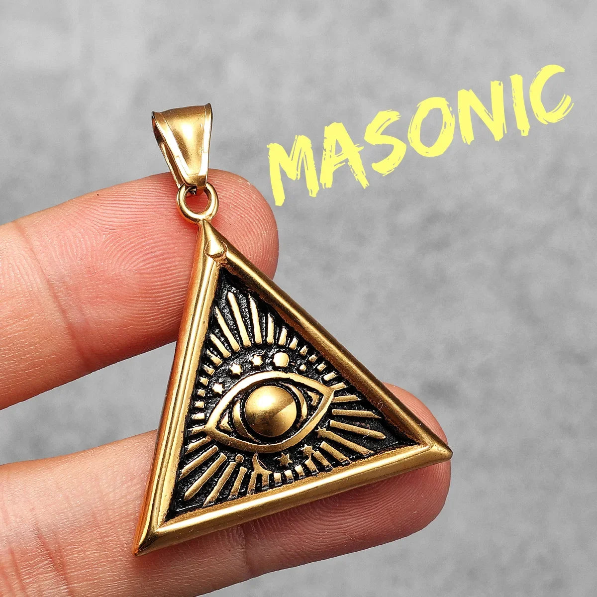 Masonic Illuminati Eye Amulet Men Necklaces Stainless Steel Pendants Chains Women Jewelry Cool Male Accessories Gifts
