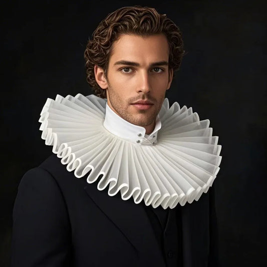 For Women and Men S-L Size Black and White Detachable Shakespeare Victorian Neck Ruffled Cotton Collar Vintage Elegant Renaissance Collar Victorian Costume Retro Ruff Collar