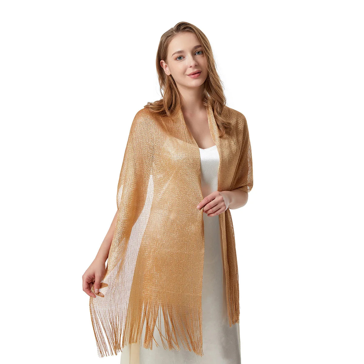 NEW Arrivals Black/Gold Fashion Bright Silk Sunscreen Shawl Hijab Gold  Shiny Scarves For Women Lace Tassel Party Evening Dress Scarf