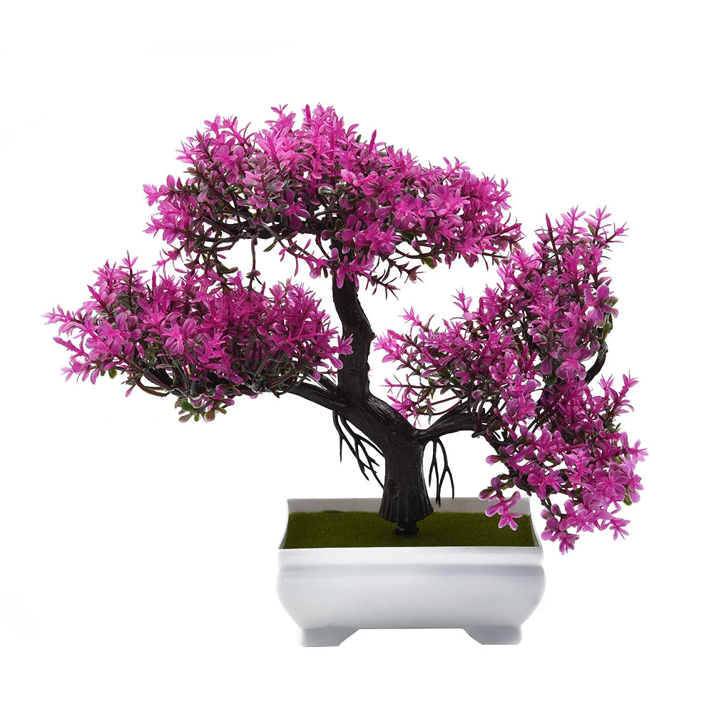Artificial Plastic Plants Bonsai Small Tree Pot Simulation Pine Tree Fake Plant Arrangement Ornaments For Home Office Decor