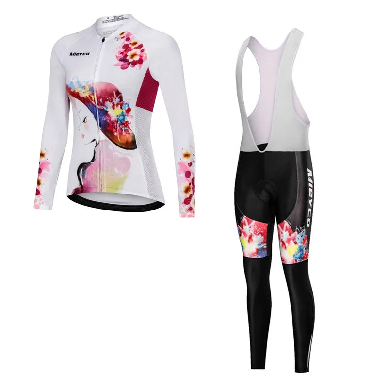NEW Arrivals S-4XL (Size Smaller Than Usual) Women Cycling Jersey Set Gloves Long Sleeves Head Cap Pants Kits Clothing Long Sleeve MTB Bicycle Racing Apparel Accessories Sports Fashion Clothing Supplies