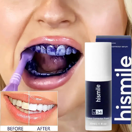 Hismile V34 Purple Color Corrector Teeth Toothpaste Effective Whitening Teeth Mousse Oral Cleaning Whitening Toothpaste Product