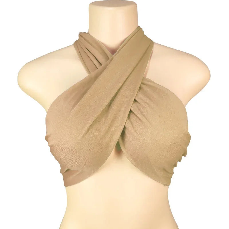 Multi-Colors Sexy Tank Top Cross Bandage Backless Sleeveless Halter Crop Tops Women Bare Midriff Camisole Female Tube Top Cropped Vest