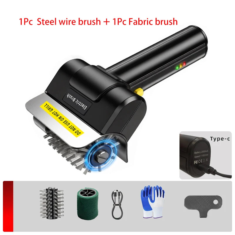 NEW Set Rechargeable Wireless Cleaning Brushes 2000mAh Electric Stainless Steel BBQ Brush Outdoor Barbecue Grill Brush + Gloves Fabric Cleaner Outdoor Camping  Garden Picnic Cleaning Tools Set