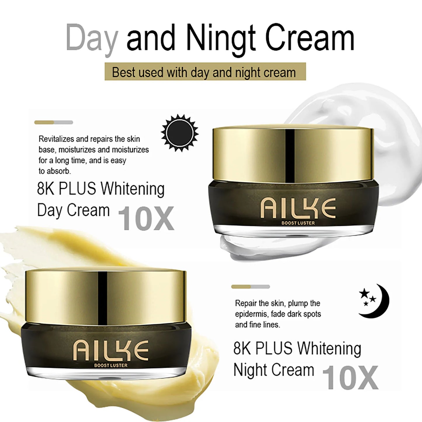 Whitening Face Cream, Reduce Dark Spots, Sun Spots, Inhibit Melanin, With Collagen, Glutathione, For All Skin Types