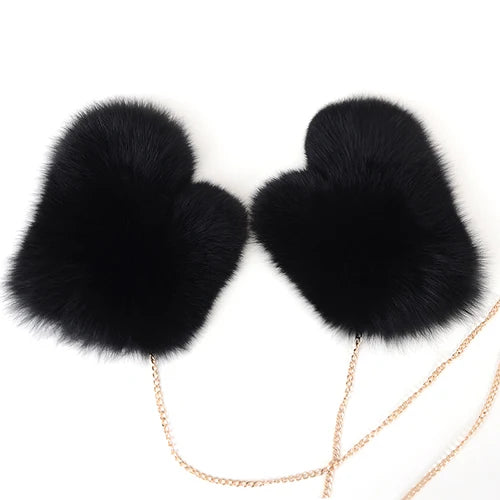NEW Arrivals Hot Sale Winter Women Luxury Natural Real Fox Fur Gloves Warm 100% Genuine Fox Fur Mittens Girl Fashion Luxury Real Fox Fur Glove