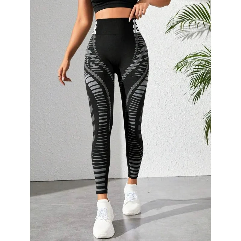 Printed Seamless Yoga Leggings Women High Waist Leggings Fitness Hip Liftting Slim Fashion Gym Trainning High Elastic Knit Tight