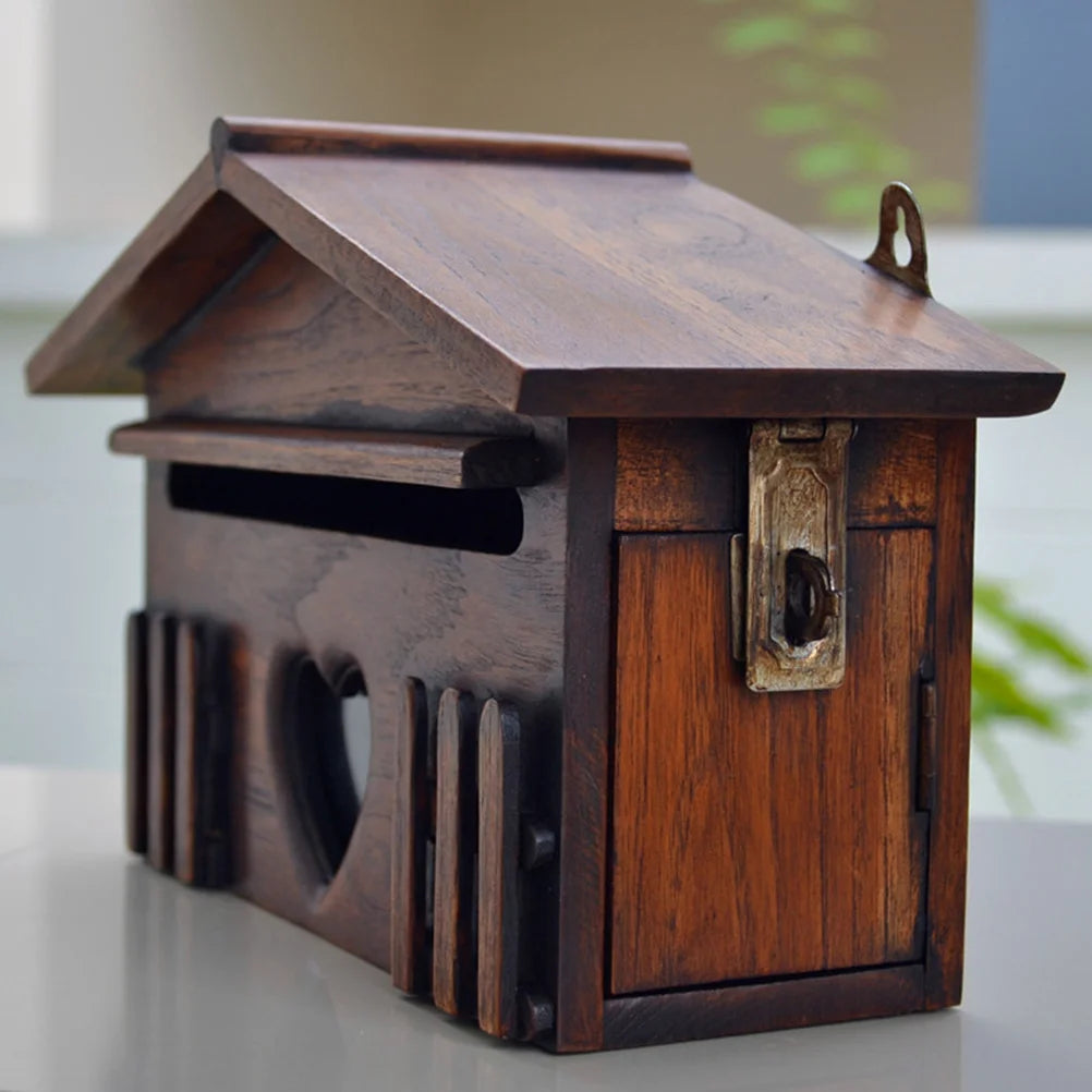 Wooden Mailbox Outdoor Waterproof Suggestion Box Letter Envelopes Post Box for Home School Office Company 10 x Exterior house