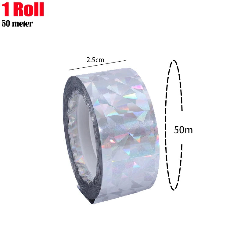4 Rolls Set Protect your Garden Bird Scare Tape Anti Bird Flashing Reflective Ribbon Tapes Double-Sided Birds Repellent Keep Pigeons Away Garden Pest Control Home Garden Tools Sets