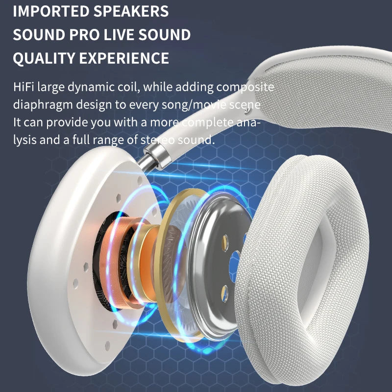 NEW P9 Pro Max With Case Wireless Bluetooth Headphones Outdoor Sports Gaming Wireless Headsets with Microphone Supports TF Card for Phone PC Outdoor Travel Sports Products