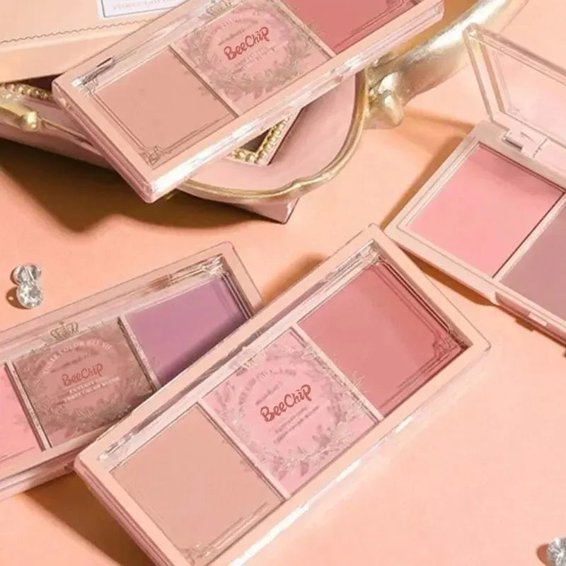 Three Color Cheek Red Plate Nude Makeup Natural Matte Milk Tea Orange Eye Shadow Makeup Lasting High Color Rendering Invisible