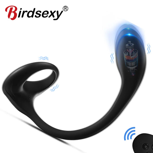Adult Cock Vibrator Male Prostate Massager Remote Control Plug Anal Butt Stimulator Sperm Lock Ring Penis Cock Sex Toy for Men Couple