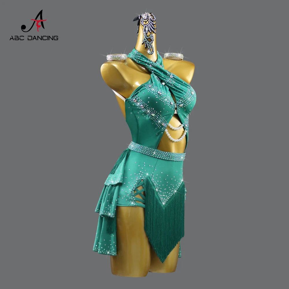 NEW Arrivals Adults-Girls 2XS-2XL Luxury Dance Costume with Jewelry Ornaments Latin Dress Party Samba Women Line Suit Sexy Ballroom Competition Dancing Practice Clothes Prom Fringe Dresses