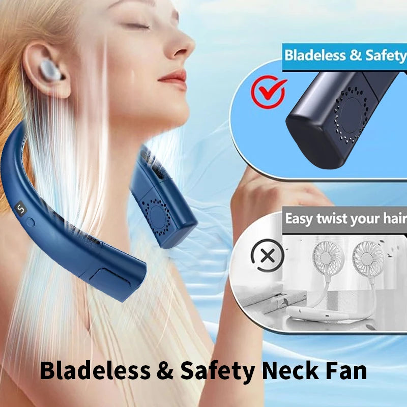 4 Colors Neck Powerful Fan, Neck Cooling Device, Strong Wind  Noiseless Quiet, Long Battery Life, Summer Cooling Must-Have Item