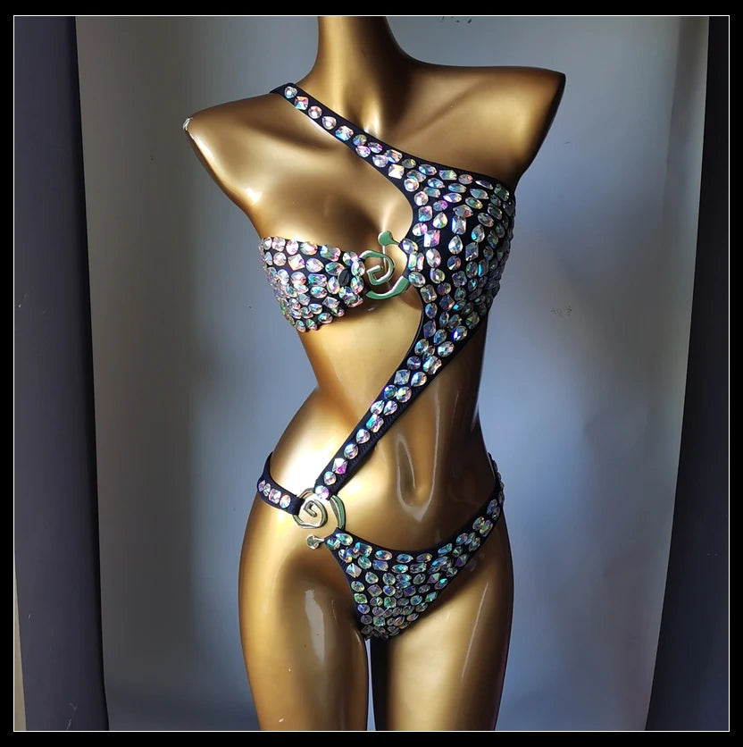 2025 Newest Fashion Women Swimsuit Bar Bikini Diamond Crystal Swimsuit Handmade Diamond Bikini Ladies Luxury Summer Beach Wear