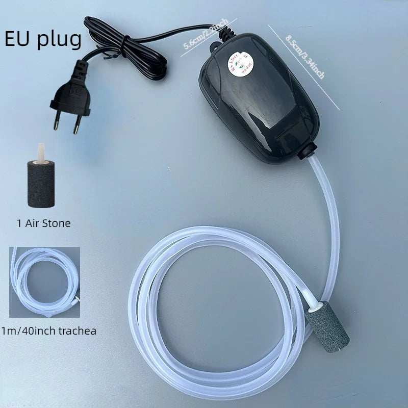 NEW Set Aquarium Air Pump Fish Tank Mini Compressor with Accessories Kit Single Double Outlet with Check Valve Tube Aquatic Accessories 220V 3W 5W