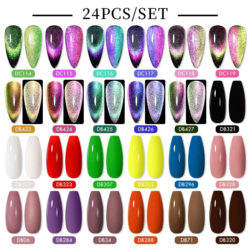 NEW Arrivals 24/40.120PCS Set Colors Gel Nail Polish Set Semi Permanent Hybrid Gel Varnish Set Base Top Coat Soak Off UV LED Nail Gel Kits Manicure Pedicure Accessories Nail Care Tools Sets Cosmetic Supplies