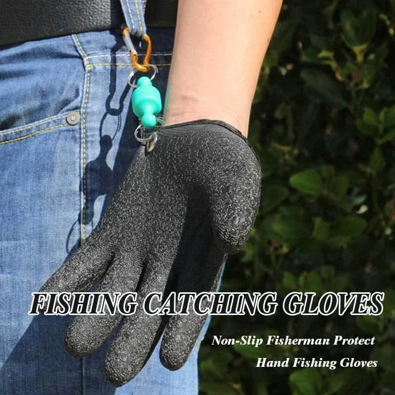 2 PCS Set Fishing Catching Gloves Magnet Release Anti-Slip Protect Hand From Puncture Scrapes Waterproof Fishing Gloves Home Gardening Gloves