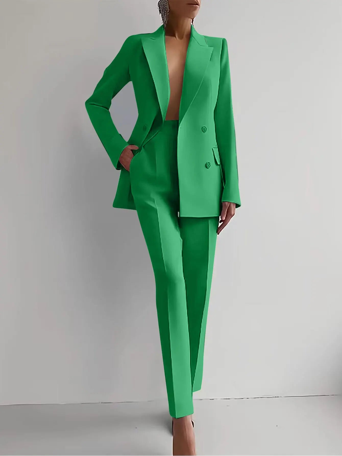 NEW Arrivals 2PCS Set S-2XL 7 Colors Italian Women Luxury Office Lady Blazer Pants Jacket Suit Coats Autumn Winter Formal Business Suit Ladies Luxury Fashion Clothing Supplies