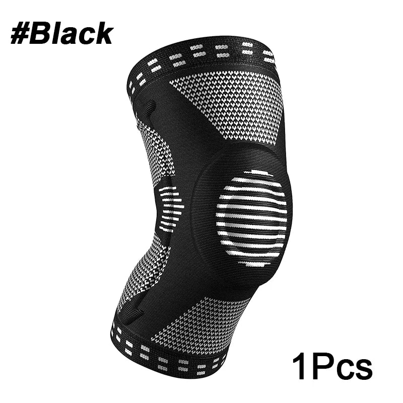 NEW Arrivals S-2XL 1Pcs Silicone Compression Knee Sleeve, Knee Brace Support Pin Relief Injuries Treatment Outdoor Cycling  Jogging, Arthritis Basketball Volleyball Men and Women Sports Accessories Supplies