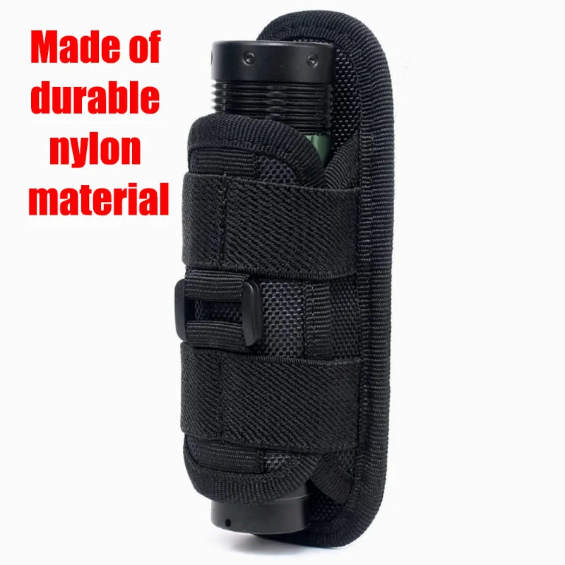 Outdoor Camping Hunting Night Walking Tactical Flashlight Pouch Belt Torch Bag Durable Hunting Lighting Accessory Survival Kits 360 Degree Holster Rotary Torch Case.