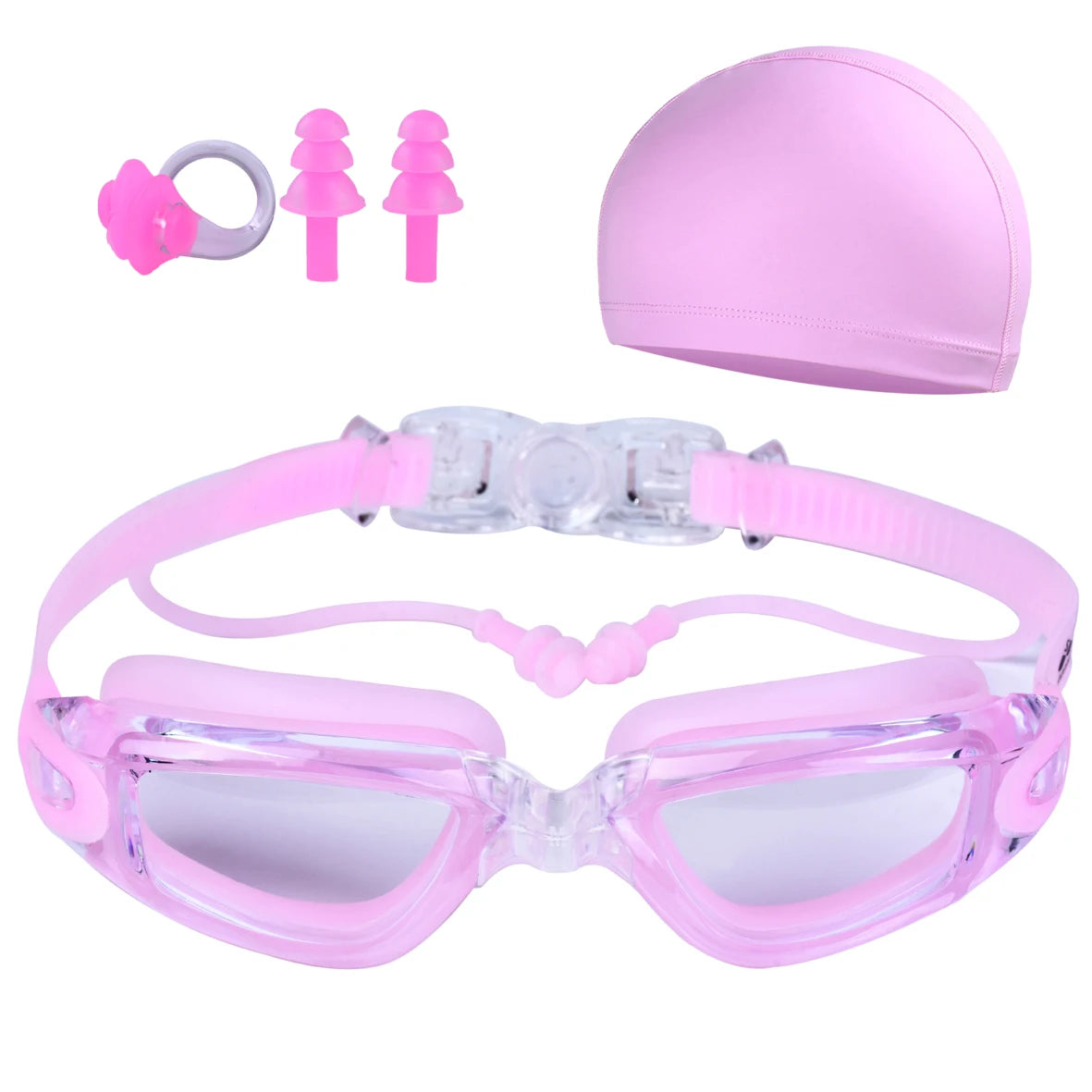 NEW Adult Swimming Goggles + Swimming Goggles + Ear Plugs Set  Waterproof Fog-Proof High-Definition Summer Beach Swimming Goggles Water Pool Diving Swimming Equipment Cap Set