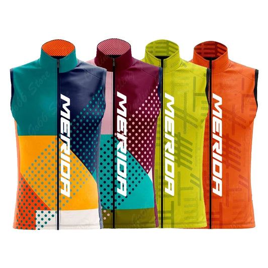 NEW Arrivals S-3XL Plus Size Original Merida Cardigan Chest Vest Cuts Wind Cycling Waterproof Running Vest Man Sleeveless Cycling Jersey Men Summer Men's Vests Sports Apparel Accessories